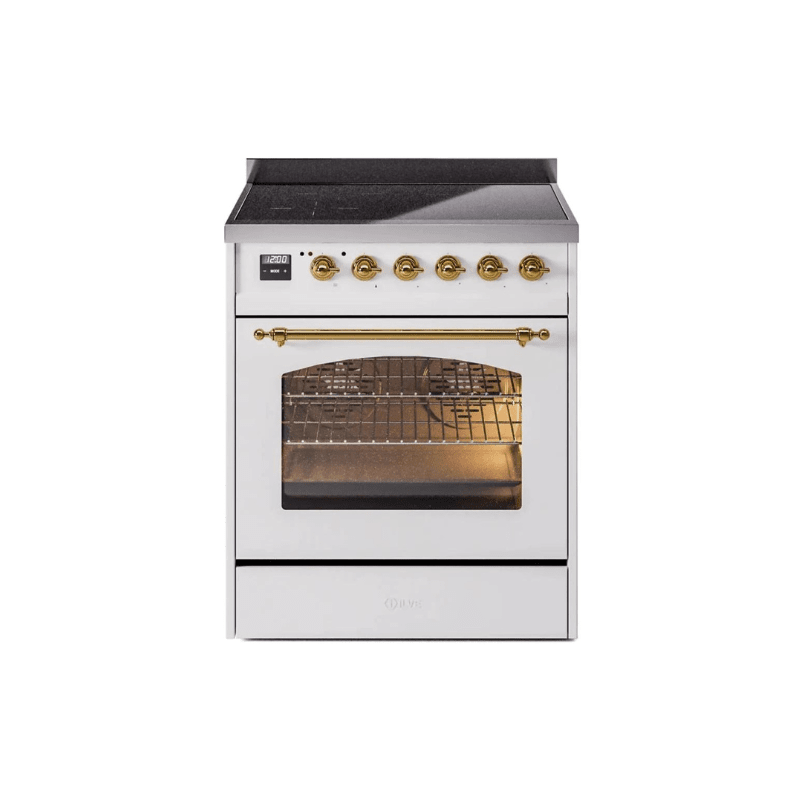 ILVE 30" Nostalgie II Series Freestanding Electric Double Oven Range with 5 Elements, Triple Glass Cool Door, Convection Oven, TFT Oven Control Display and Child Lock UPI304NMP