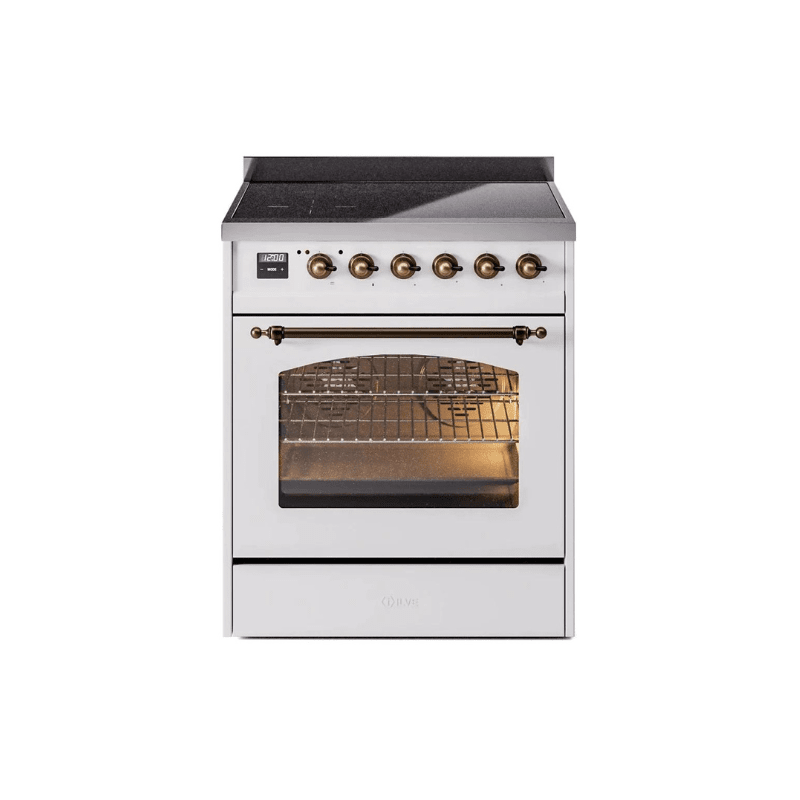 ILVE 30" Nostalgie II Series Freestanding Electric Double Oven Range with 5 Elements, Triple Glass Cool Door, Convection Oven, TFT Oven Control Display and Child Lock UPI304NMP