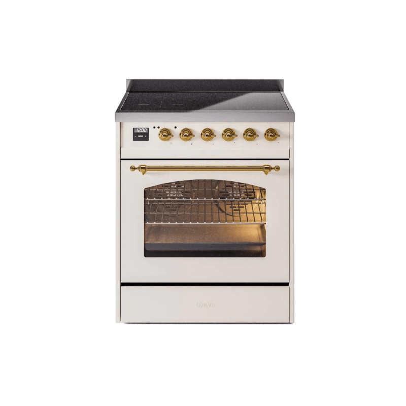 ILVE 30" Nostalgie II Series Freestanding Electric Double Oven Range with 5 Elements, Triple Glass Cool Door, Convection Oven, TFT Oven Control Display and Child Lock UPI304NMP