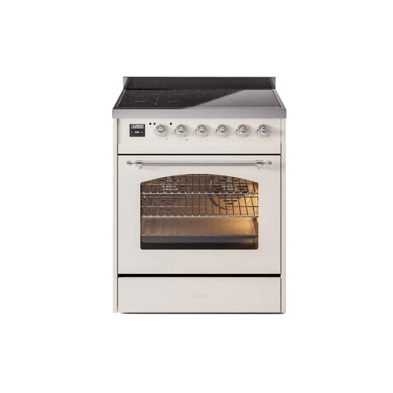ILVE 30" Nostalgie II Series Freestanding Electric Double Oven Range with 5 Elements, Triple Glass Cool Door, Convection Oven, TFT Oven Control Display and Child Lock UPI304NMP