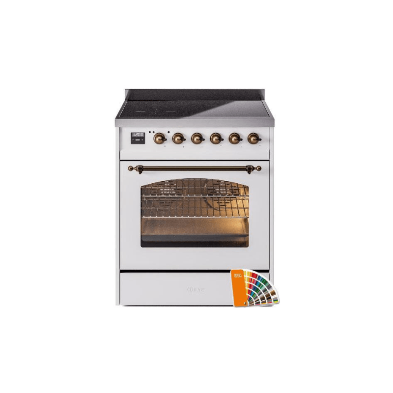 ILVE 30" Nostalgie II Series Freestanding Electric Double Oven Range with 5 Elements, Triple Glass Cool Door, Convection Oven, TFT Oven Control Display and Child Lock UPI304NMP
