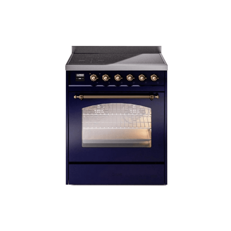 ILVE 30" Nostalgie II Series Freestanding Electric Double Oven Range with 5 Elements, Triple Glass Cool Door, Convection Oven, TFT Oven Control Display and Child Lock UPI304NMP