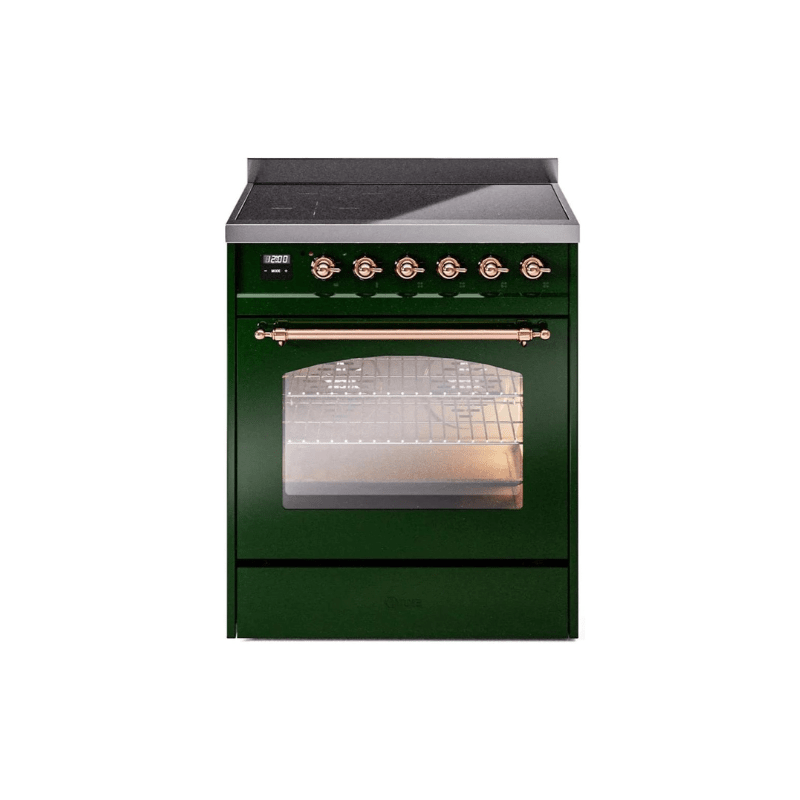 ILVE 30" Nostalgie II Series Freestanding Electric Double Oven Range with 5 Elements, Triple Glass Cool Door, Convection Oven, TFT Oven Control Display and Child Lock UPI304NMP