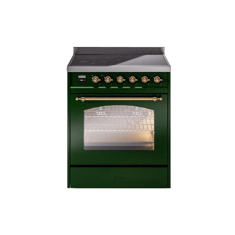 ILVE 30" Nostalgie II Series Freestanding Electric Double Oven Range with 5 Elements, Triple Glass Cool Door, Convection Oven, TFT Oven Control Display and Child Lock UPI304NMP