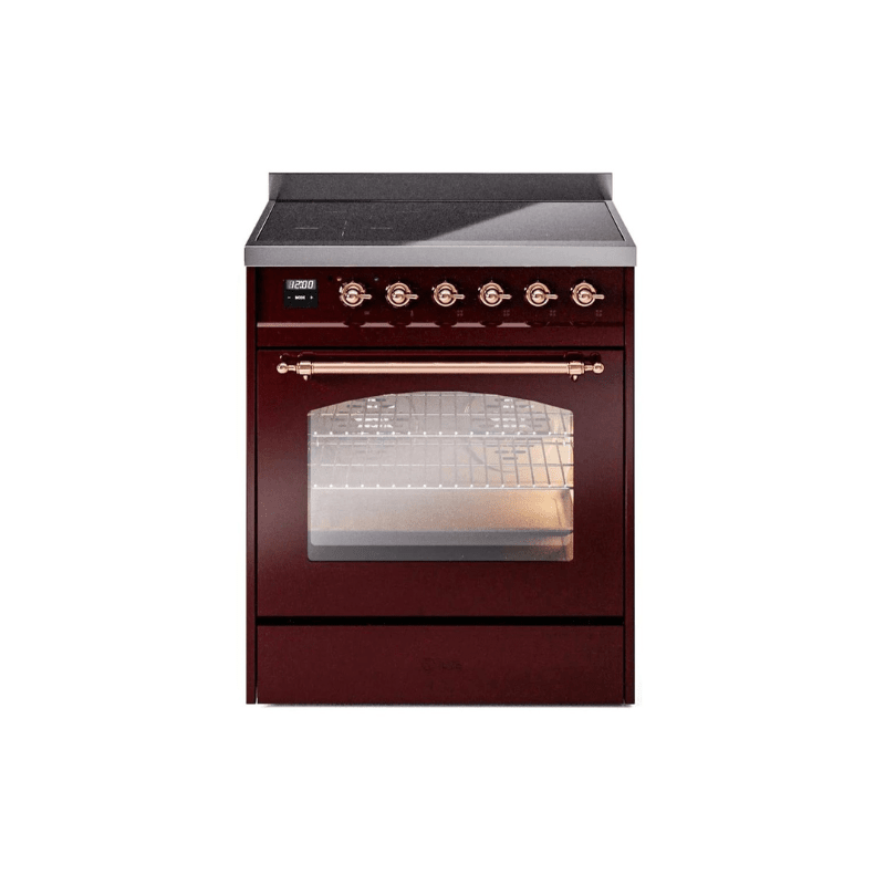 ILVE 30" Nostalgie II Series Freestanding Electric Double Oven Range with 5 Elements, Triple Glass Cool Door, Convection Oven, TFT Oven Control Display and Child Lock UPI304NMP