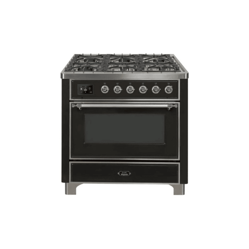 ILVE 36 Inch Majestic II Series Dual Fuel Natural Gas Range with 6 Burners and Griddle with 3.5 cu. ft. Oven Capacity TFT Oven Control Display (UM09FDNS3)