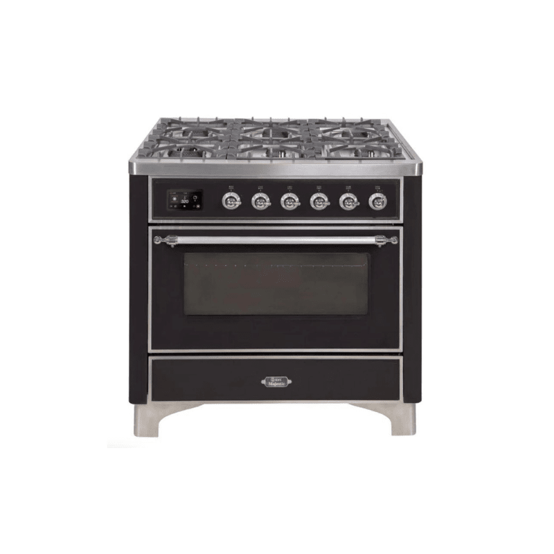 ILVE 36 Inch Majestic II Series Dual Fuel Natural Gas Range with 6 Burners and Griddle with 3.5 cu. ft. Oven Capacity TFT Oven Control Display (UM09FDNS3)