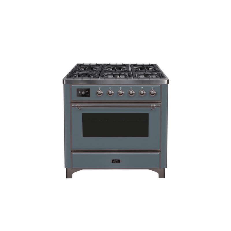 ILVE 36 Inch Majestic II Series Dual Fuel Natural Gas Range with 6 Burners and Griddle with 3.5 cu. ft. Oven Capacity TFT Oven Control Display (UM09FDNS3)