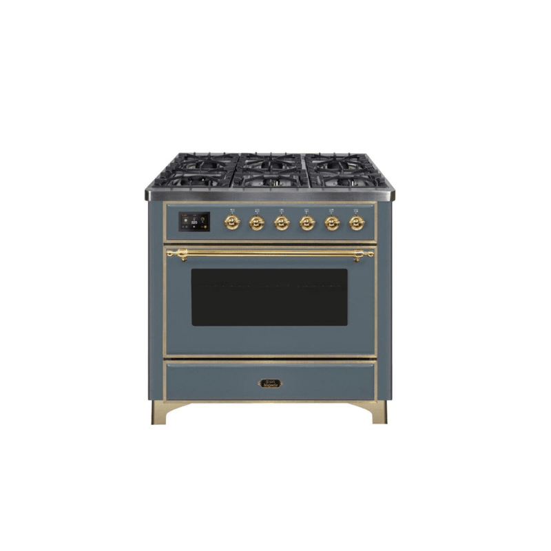 ILVE 36 Inch Majestic II Series Dual Fuel Natural Gas Range with 6 Burners and Griddle with 3.5 cu. ft. Oven Capacity TFT Oven Control Display (UM09FDNS3)