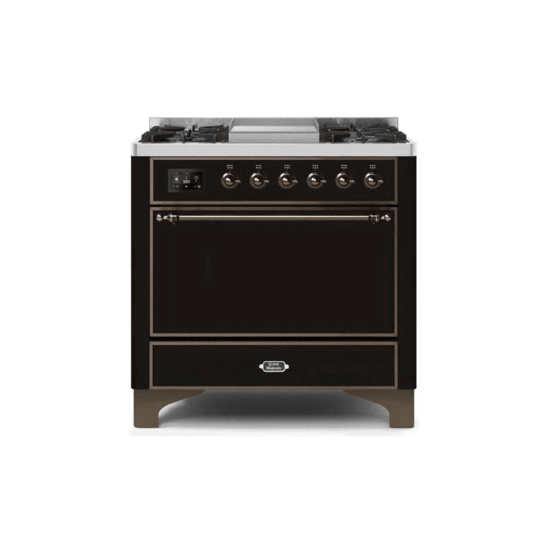 ILVE 36 Inch Majestic II Series Natural/ Propane Gas Burner and Electric Oven Range with 6 Sealed Burners (UM09FDQNS3)