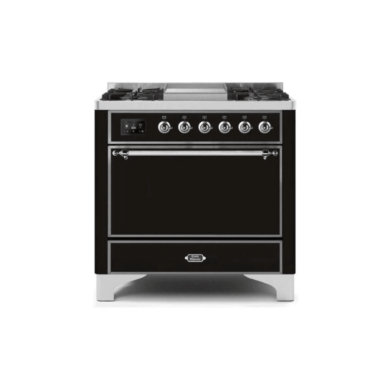 ILVE 36 Inch Majestic II Series Natural/ Propane Gas Burner and Electric Oven Range with 6 Sealed Burners (UM09FDQNS3)
