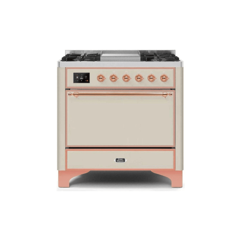 ILVE 36 Inch Majestic II Series Natural/ Propane Gas Burner and Electric Oven Range with 6 Sealed Burners (UM09FDQNS3)