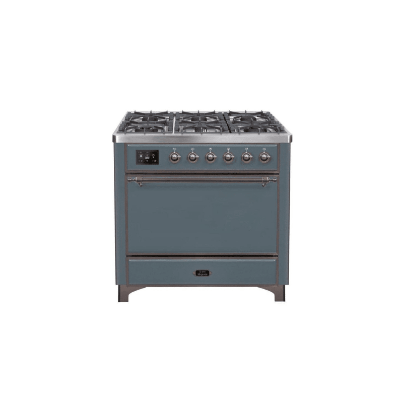 ILVE 36 Inch Majestic II Series Natural/ Propane Gas Burner and Electric Oven Range with 6 Sealed Burners (UM09FDQNS3)