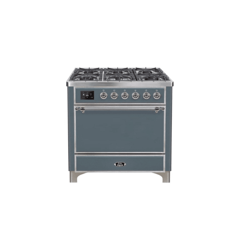ILVE 36 Inch Majestic II Series Natural/ Propane Gas Burner and Electric Oven Range with 6 Sealed Burners (UM09FDQNS3)