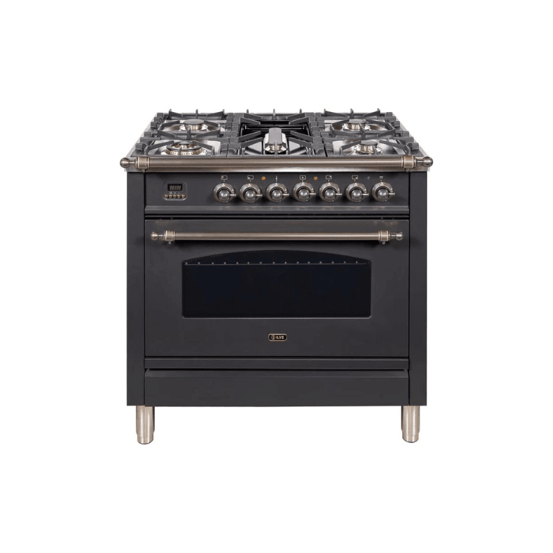 ILVE 36Inch Nostalgie Dual Fuel Range with 5 Sealed Brass Burners 3 cu. ft. Oven UPN90FDM
