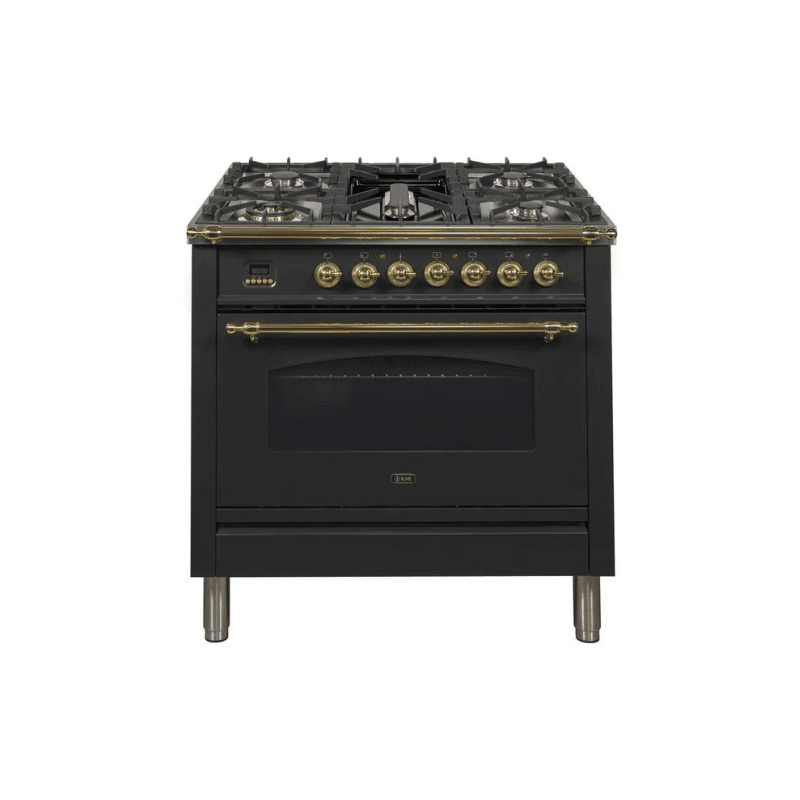 ILVE 36Inch Nostalgie Dual Fuel Range with 5 Sealed Brass Burners 3 cu. ft. Oven UPN90FDM