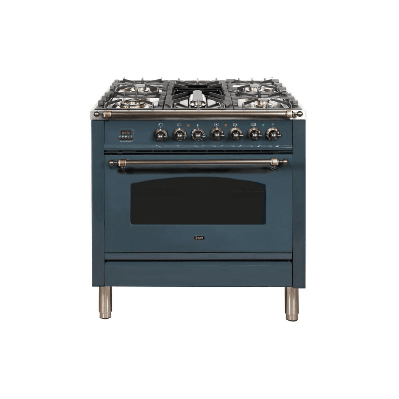 ILVE 36Inch Nostalgie Dual Fuel Range with 5 Sealed Brass Burners 3 cu. ft. Oven UPN90FDM