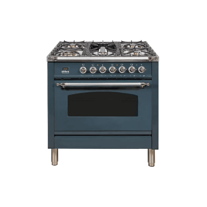 ILVE 36Inch Nostalgie Dual Fuel Range with 5 Sealed Brass Burners 3 cu. ft. Oven UPN90FDM