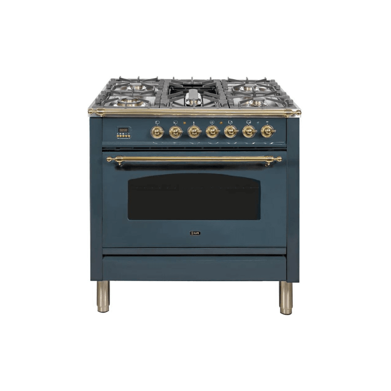 ILVE 36Inch Nostalgie Dual Fuel Range with 5 Sealed Brass Burners 3 cu. ft. Oven UPN90FDM