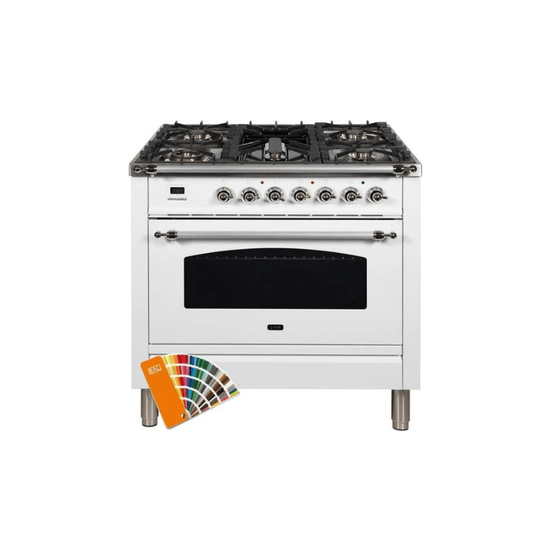 ILVE 36Inch Nostalgie Dual Fuel Range with 5 Sealed Brass Burners 3 cu. ft. Oven UPN90FDM
