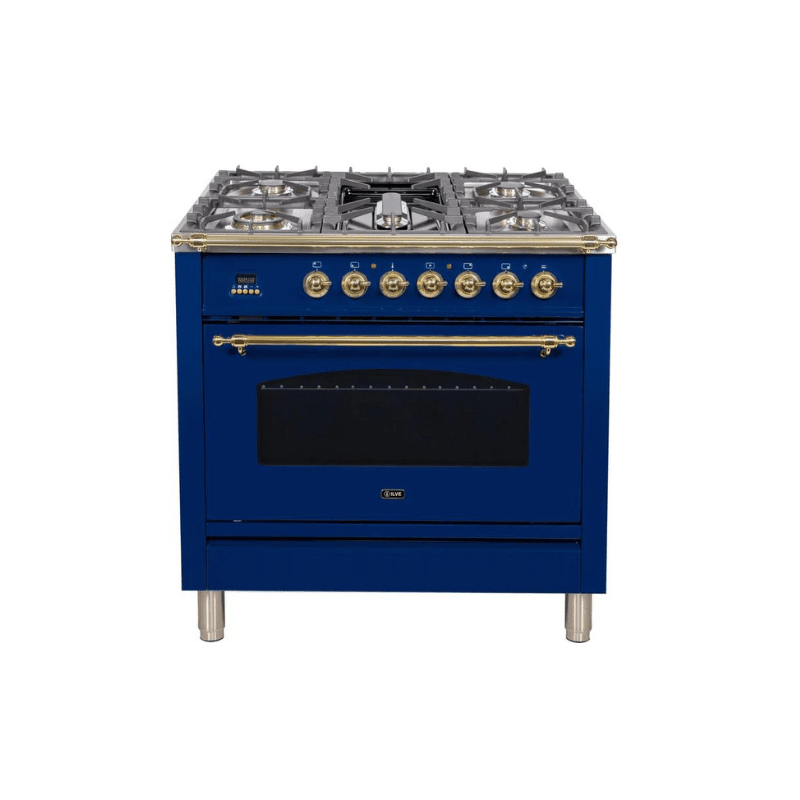 ILVE 36Inch Nostalgie Dual Fuel Range with 5 Sealed Brass Burners 3 cu. ft. Oven UPN90FDM