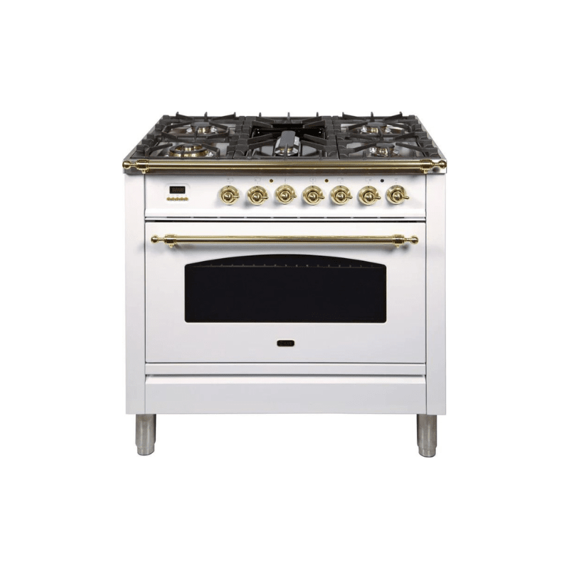 ILVE 36Inch Nostalgie Dual Fuel Range with 5 Sealed Brass Burners 3 cu. ft. Oven UPN90FDM