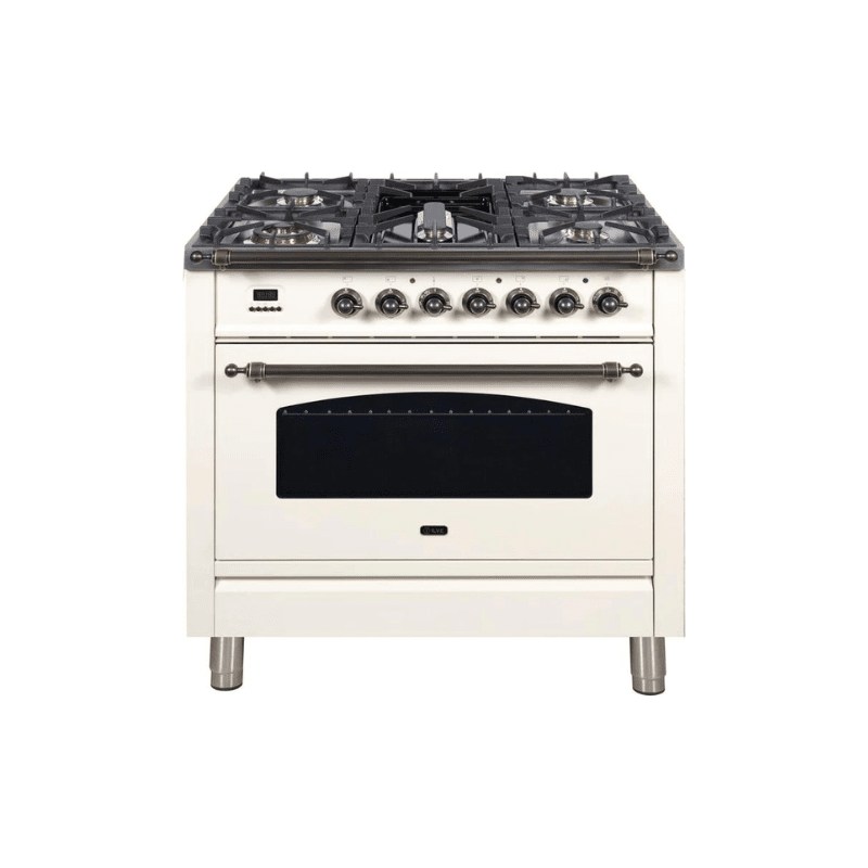 ILVE 36Inch Nostalgie Dual Fuel Range with 5 Sealed Brass Burners 3 cu. ft. Oven UPN90FDM