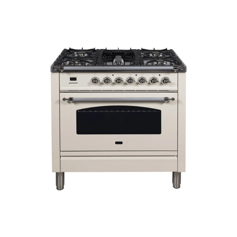 ILVE 36Inch Nostalgie Dual Fuel Range with 5 Sealed Brass Burners 3 cu. ft. Oven UPN90FDM