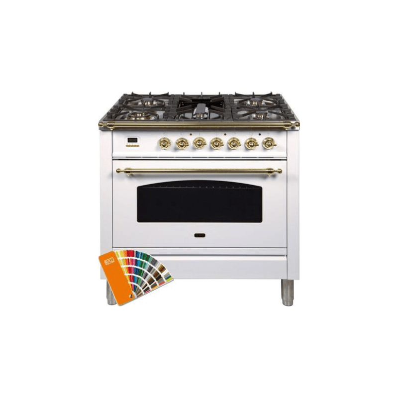 ILVE 36Inch Nostalgie Dual Fuel Range with 5 Sealed Brass Burners 3 cu. ft. Oven UPN90FDM