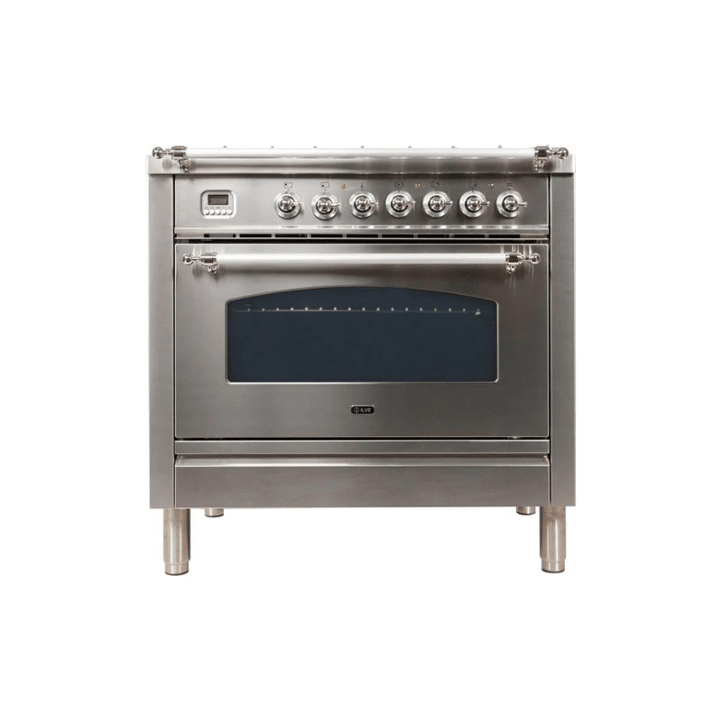 ILVE 36Inch Nostalgie Dual Fuel Range with 5 Sealed Brass Burners 3 cu. ft. Oven UPN90FDM