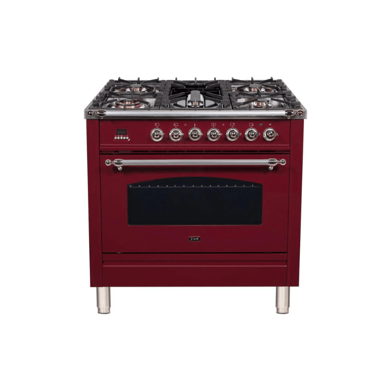 ILVE 36Inch Nostalgie Dual Fuel Range with 5 Sealed Brass Burners 3 cu. ft. Oven UPN90FDM