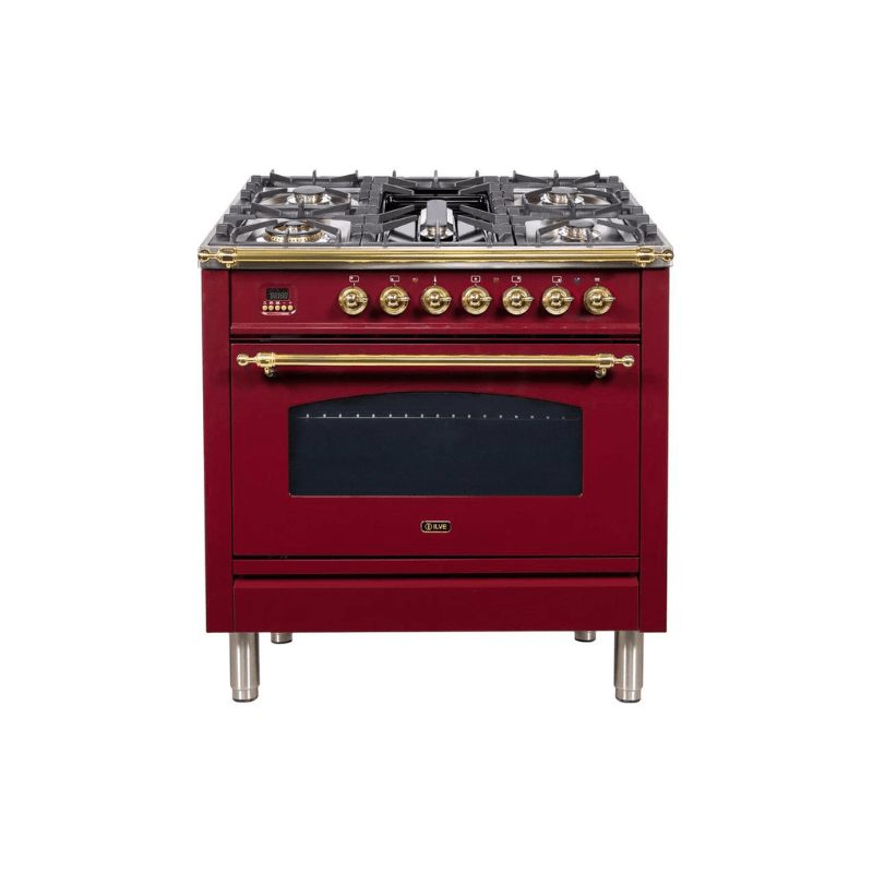 ILVE 36Inch Nostalgie Dual Fuel Range with 5 Sealed Brass Burners 3 cu. ft. Oven UPN90FDM