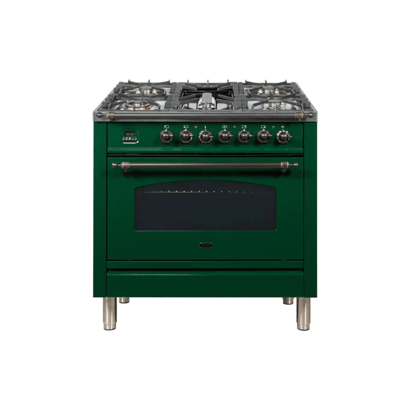 ILVE 36Inch Nostalgie Dual Fuel Range with 5 Sealed Brass Burners 3 cu. ft. Oven UPN90FDM