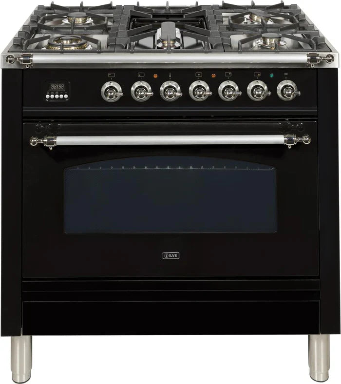 ILVE 36Inch Nostalgie Dual Fuel Range with 5 Sealed Brass Burners 3 cu. ft. Oven UPN90FDM