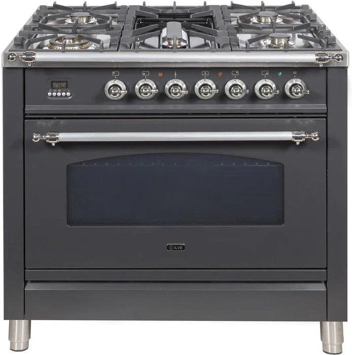 ILVE 36Inch Nostalgie Dual Fuel Range with 5 Sealed Brass Burners 3 cu. ft. Oven UPN90FDM