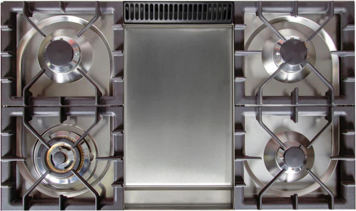 ILVE 36Inch Nostalgie Dual Fuel Range with 5 Sealed Brass Burners 3 cu. ft. Oven UPN90FDM
