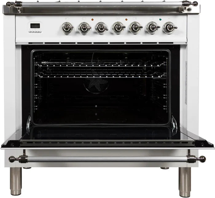 ILVE 36Inch Nostalgie Dual Fuel Range with 5 Sealed Brass Burners 3 cu. ft. Oven UPN90FDM