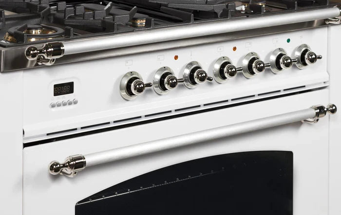 ILVE 36Inch Nostalgie Dual Fuel Range with 5 Sealed Brass Burners 3 cu. ft. Oven UPN90FDM
