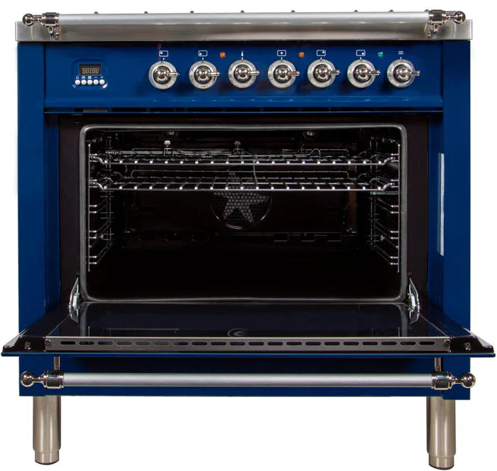 ILVE 36Inch Nostalgie Dual Fuel Range with 5 Sealed Brass Burners 3 cu. ft. Oven UPN90FDM