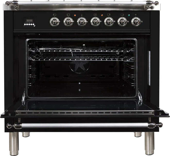 ILVE 36Inch Nostalgie Dual Fuel Range with 5 Sealed Brass Burners 3 cu. ft. Oven UPN90FDM