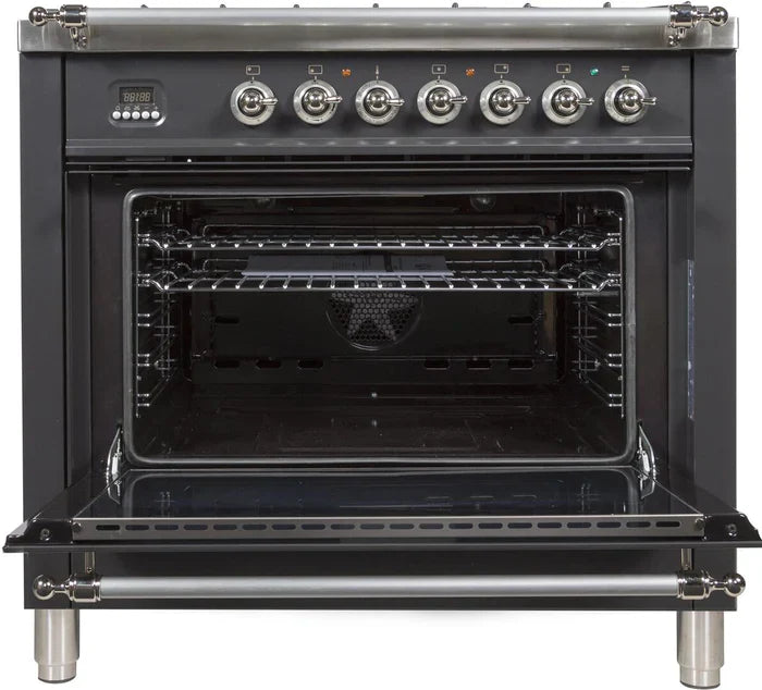 ILVE 36Inch Nostalgie Dual Fuel Range with 5 Sealed Brass Burners 3 cu. ft. Oven UPN90FDM
