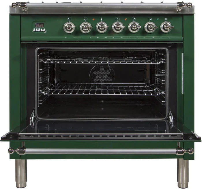 ILVE 36Inch Nostalgie Dual Fuel Range with 5 Sealed Brass Burners 3 cu. ft. Oven UPN90FDM