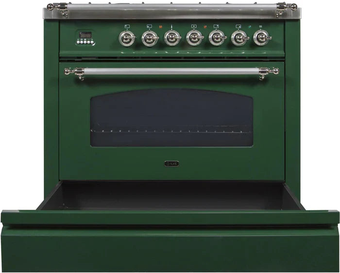 ILVE 36Inch Nostalgie Dual Fuel Range with 5 Sealed Brass Burners 3 cu. ft. Oven UPN90FDM