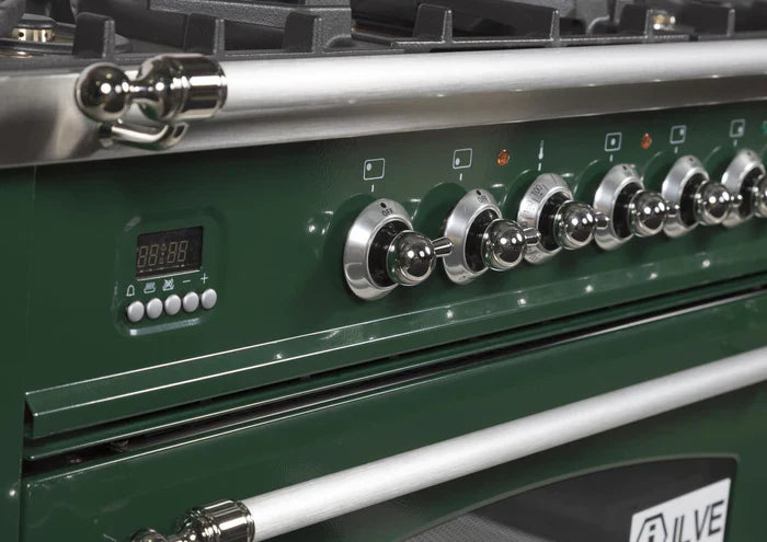 ILVE 36Inch Nostalgie Dual Fuel Range with 5 Sealed Brass Burners 3 cu. ft. Oven UPN90FDM