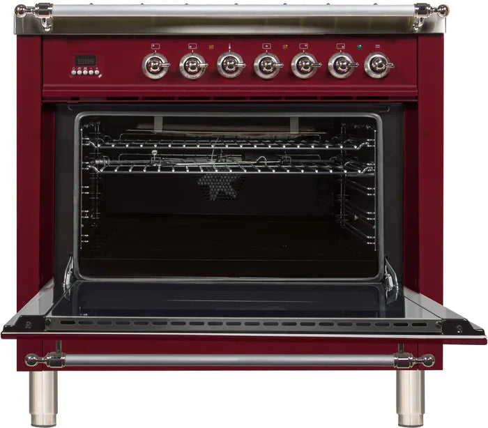 ILVE 36Inch Nostalgie Dual Fuel Range with 5 Sealed Brass Burners 3 cu. ft. Oven UPN90FDM