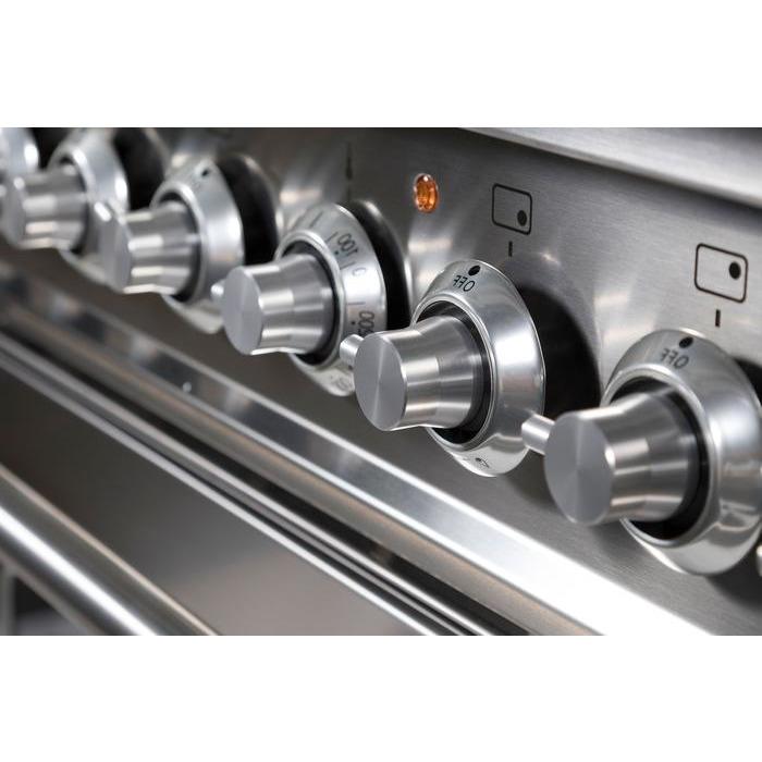 ILVE 36 Inch Professional Plus Series Freestanding Double Oven Dual Fuel Range with 5 Sealed Burners (UPDW90FDM) Chrome Trim