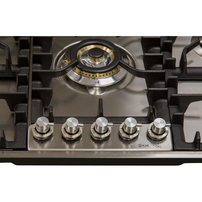 ILVE 36 Inch Stainless Steel Natural Gas/Propane Cooktop UHP95CI/UHP95CILP