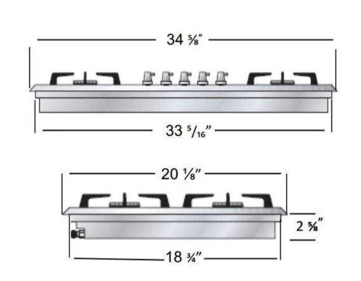 ILVE 36 Inch Stainless Steel Natural Gas/Propane Cooktop UHP95FCI/UHP95FCILP