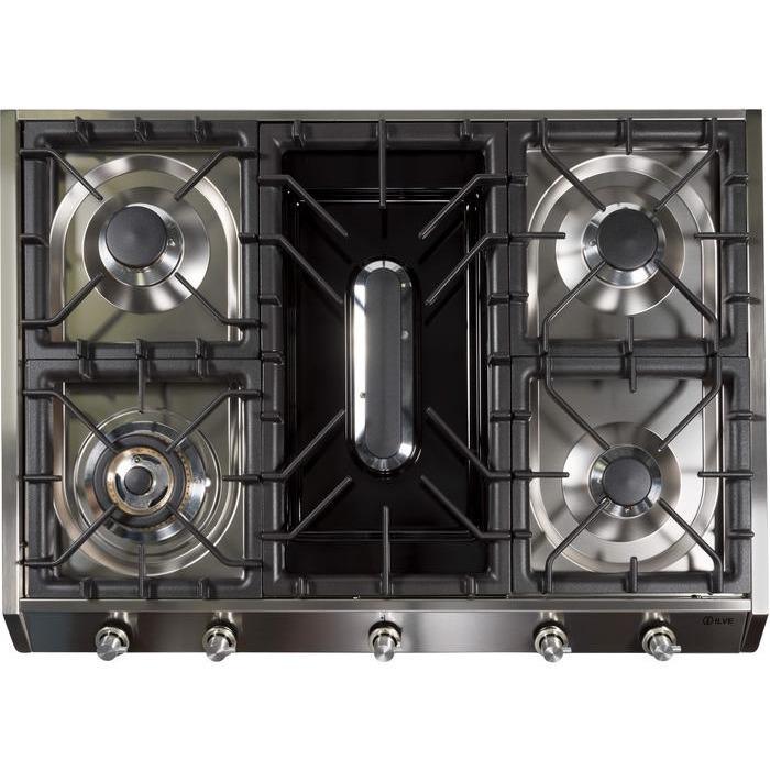 ILVE 36 Inch Stainless Steel Natural Gas/Propane Cooktop UHP965FDI/UHP965FDILP