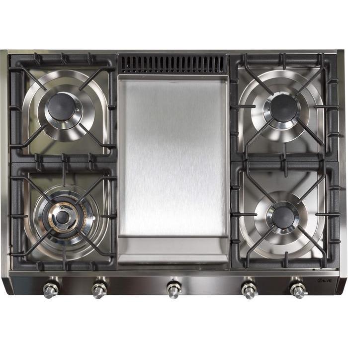 ILVE 36 Inch Stainless Steel Natural Gas/Propane Cooktop UHP965FDI/UHP965FDILP